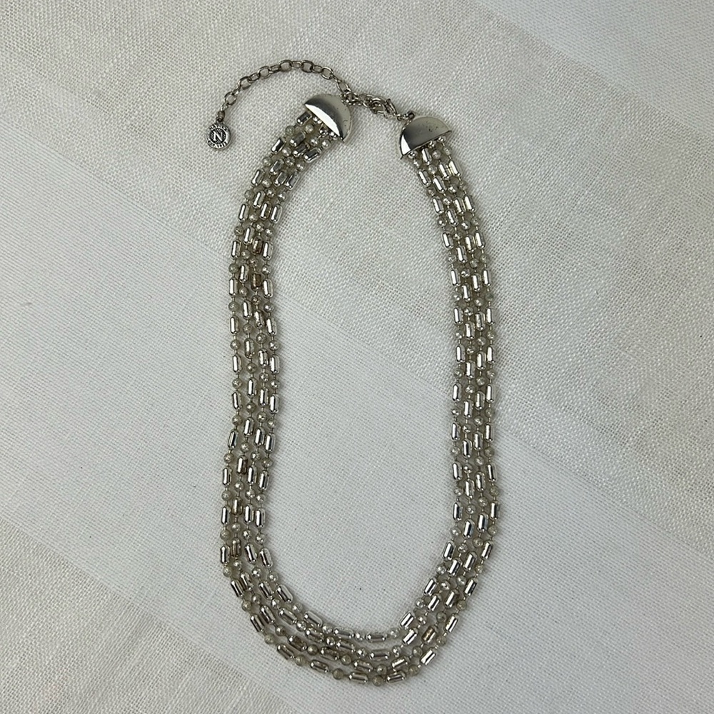 Vintage Napier Necklace Multistrand Silvertone Chain Adjustable 4 Row Signed